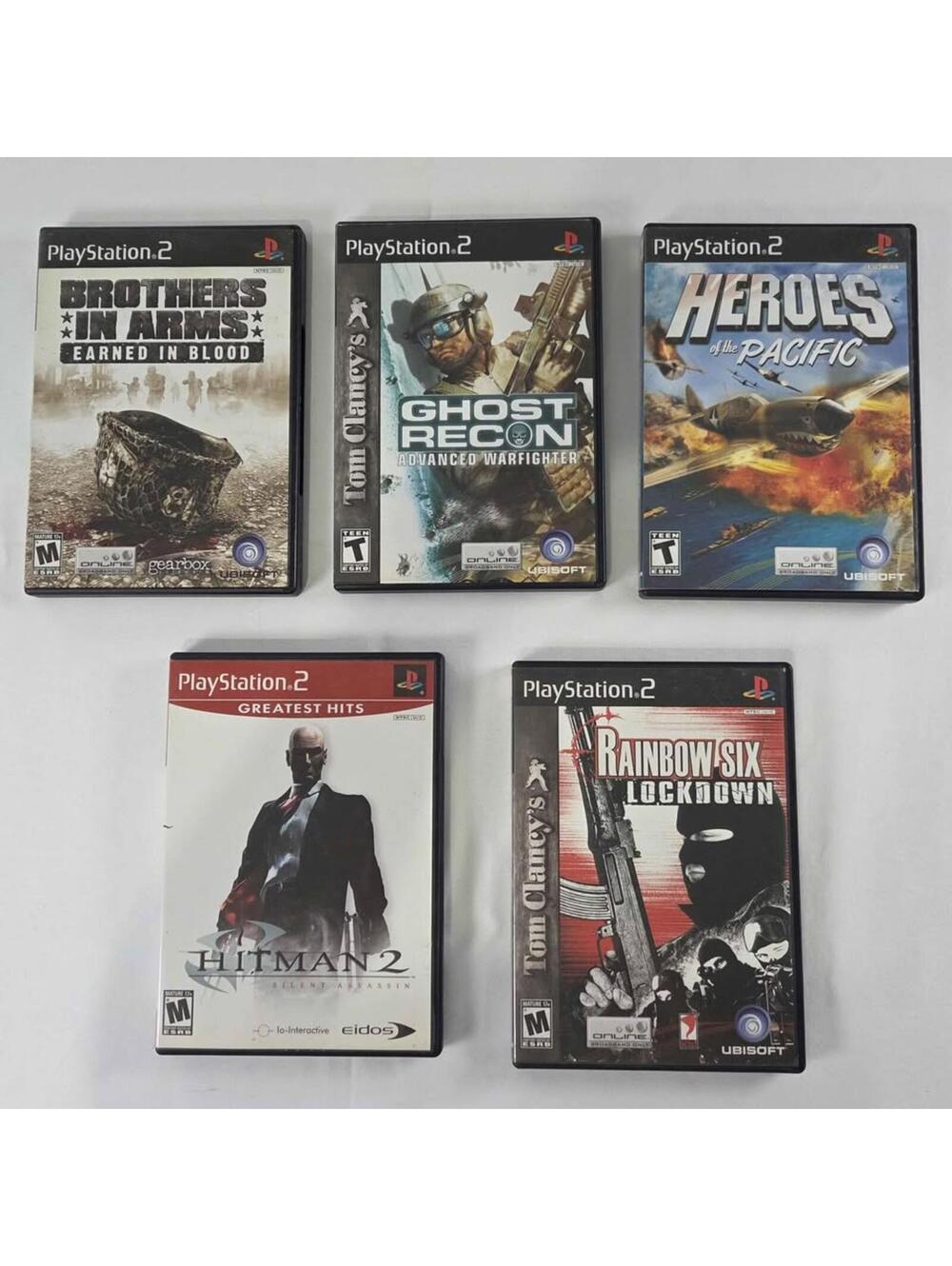 PS2 Games: Brothers in Arms, Ghost Recon, Hitman 2, Rainbow Six, Heroes of Pacif